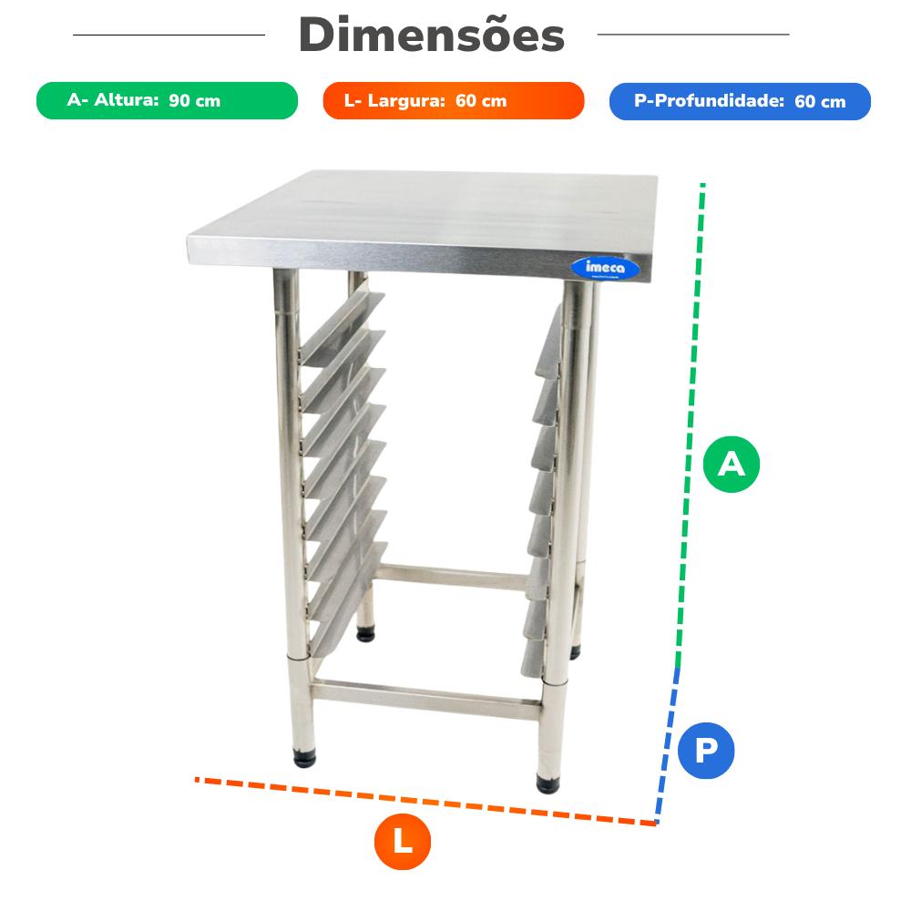 Bancada Mesa 60x60cm 8 Níveis 35x35 Total Inox 430 Para Prp-004 - Imeca 7595