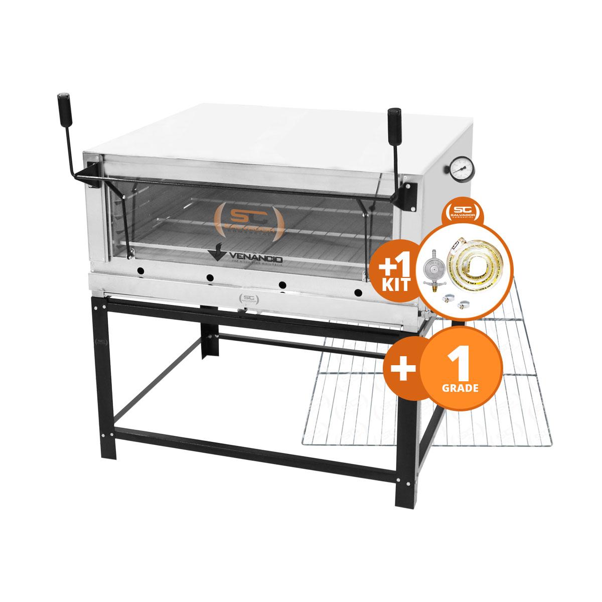 Kit - Forno Gás Industrial Roma Inox Firi110 + Grade Extra + Kit Gás 2kg