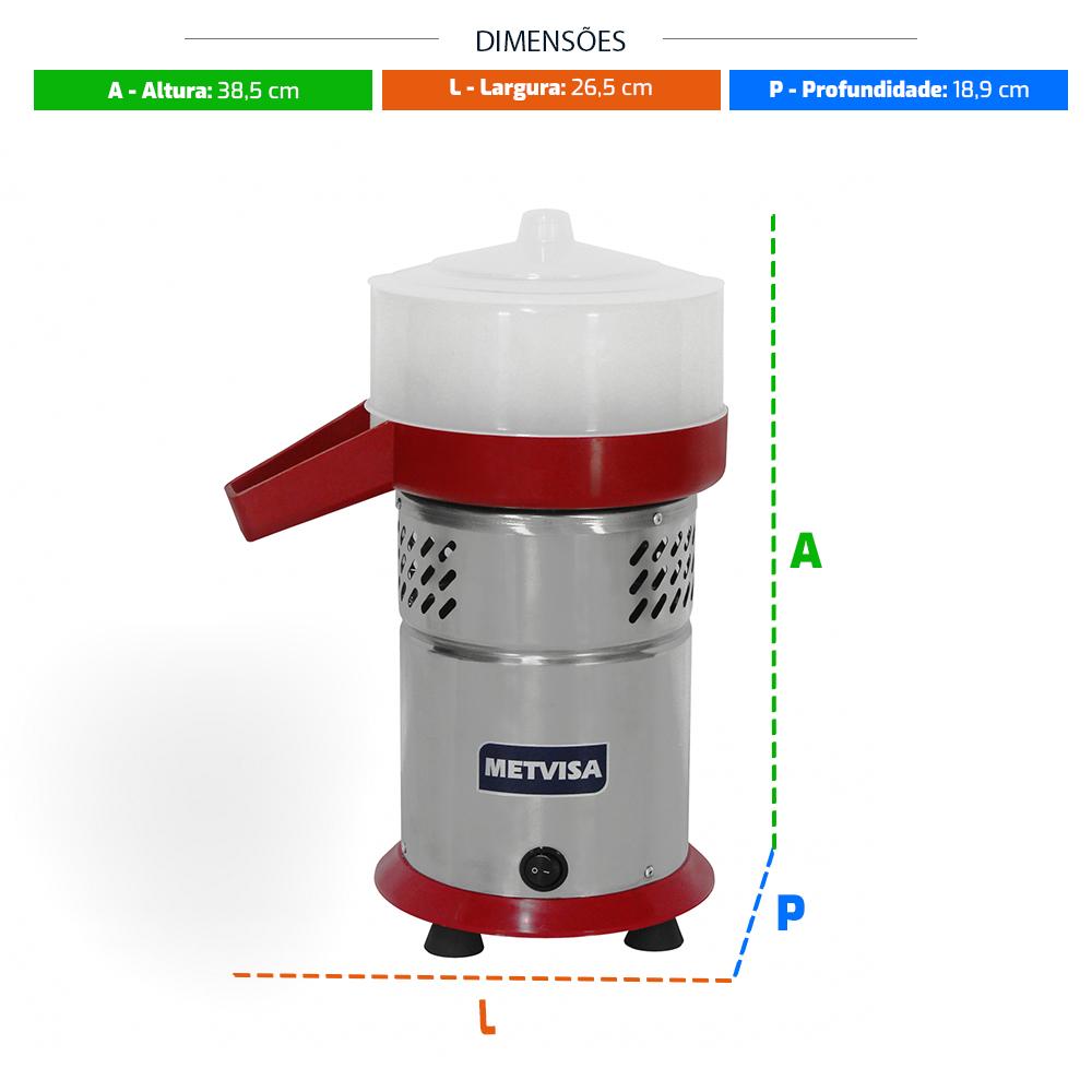 Extrator de Suco Comercial e Doméstico Vermelho Corpo Inox 300w Esl 220V - Metvisa