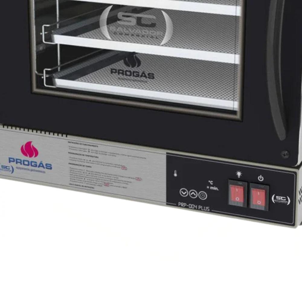 Kit Forno Turbo Elétrico Profissional Digital Prp-004 Plus 220v Preto + 4 Grades - Progás
