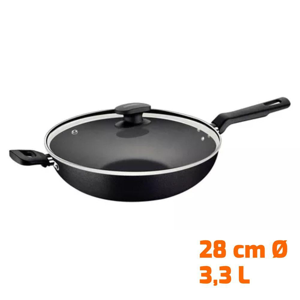 Wok Com Cabo Loreto Alumínio Antiaderente 3,3l Grafite Com Espumadeira Tramontina