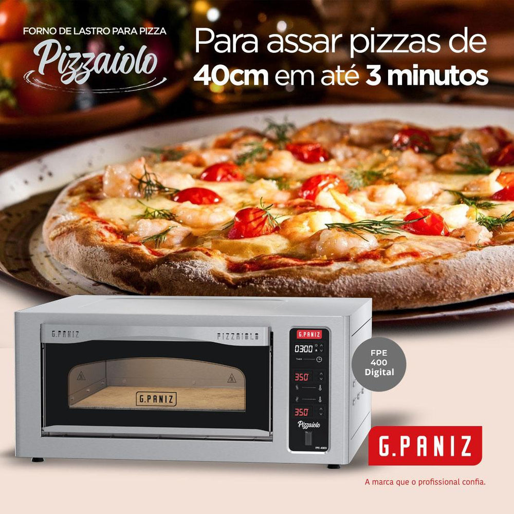 Forno Assador Para Pizza Refratário Total Inox Elétrico Digital Fpe-400d 220v - Gpaniz