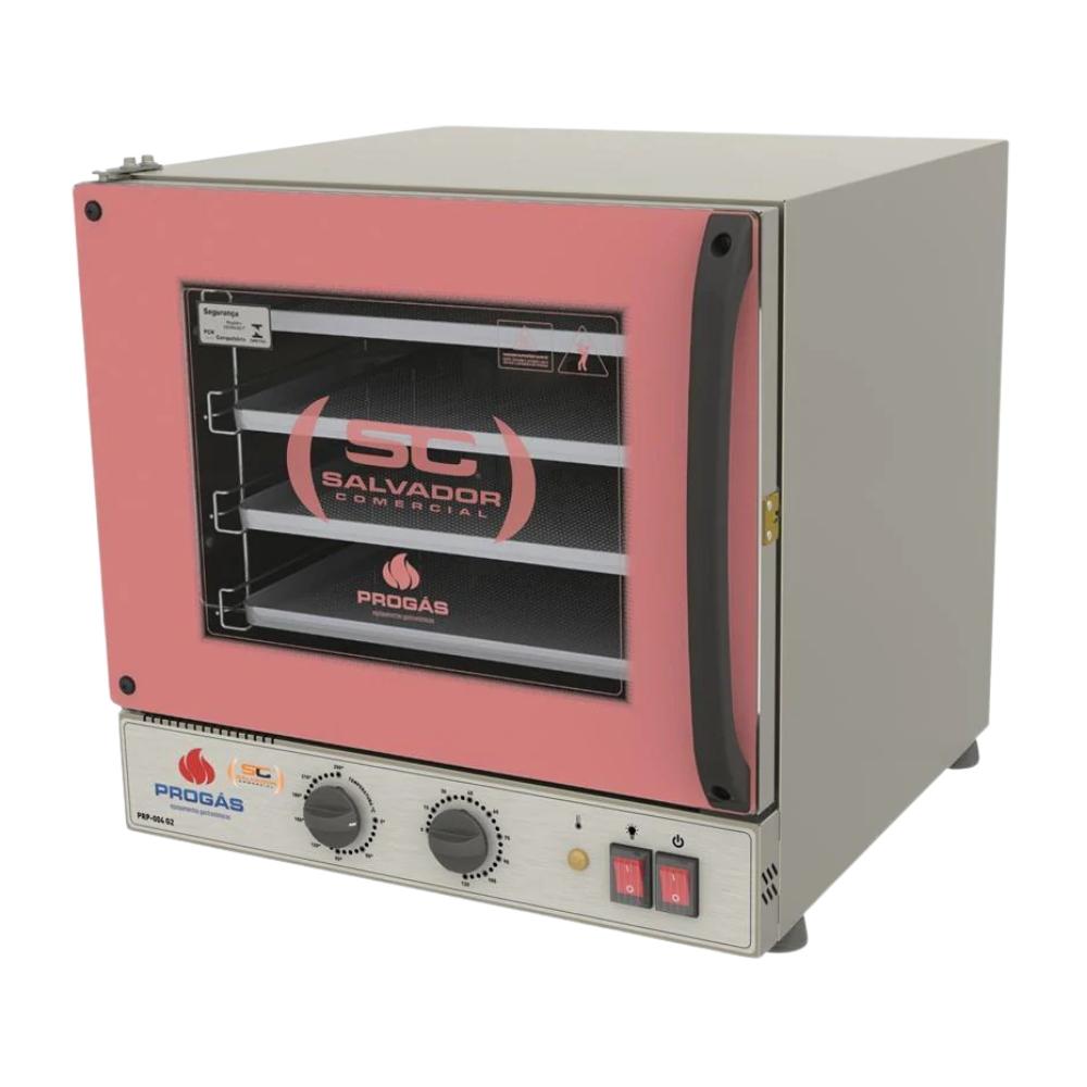 Kit Forno Turbo Elétrico Profissional Analogico Prp-004 g2 220v Rosa + 4 Grades - Progás