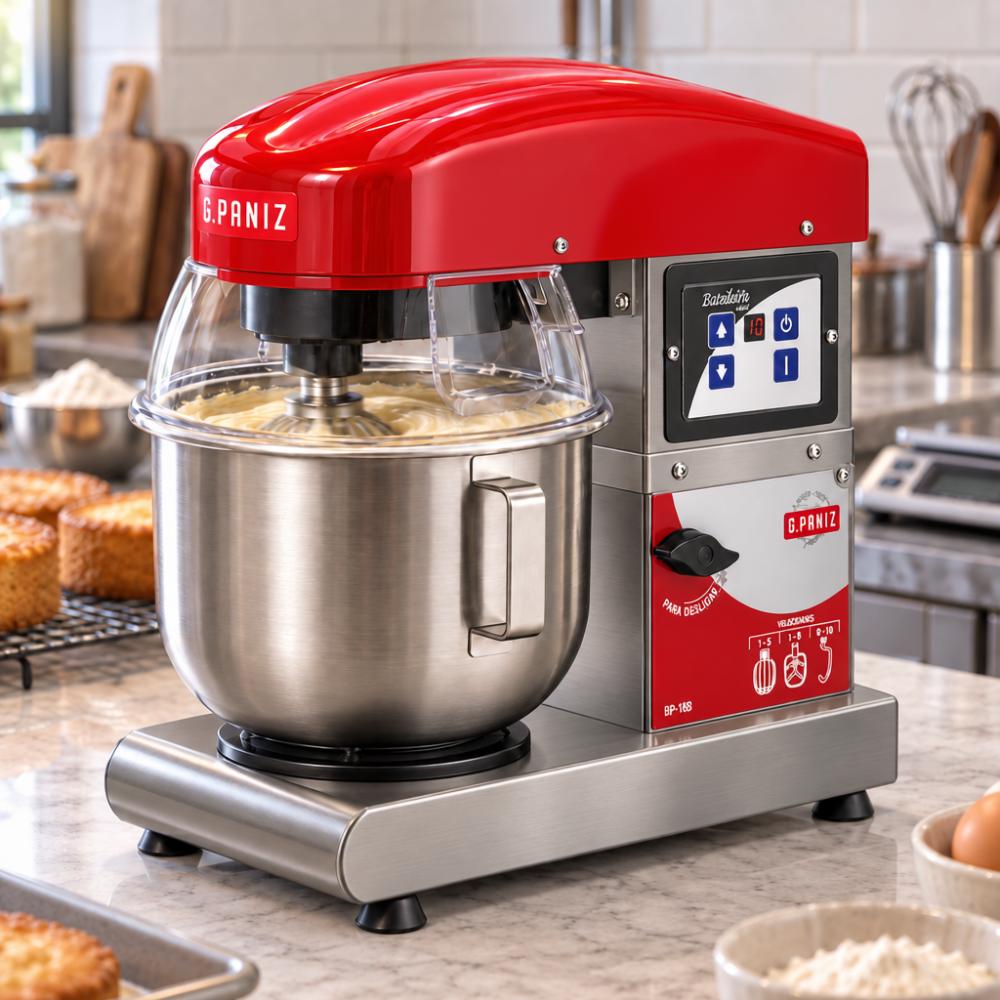 Batedeira Planetaria Digital 5 lt Inox Com Tampa Vermelha 5l BP-05B Bambina Bivolt - Gpaniz 36135