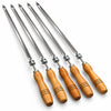 Conjunto de 5 Espetos Giratorios Simples Com Cabo de Madeira