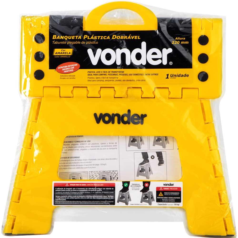Banqueta Plástica Dobrável Amarela Com Altura 220mm - Vonder 3540022001