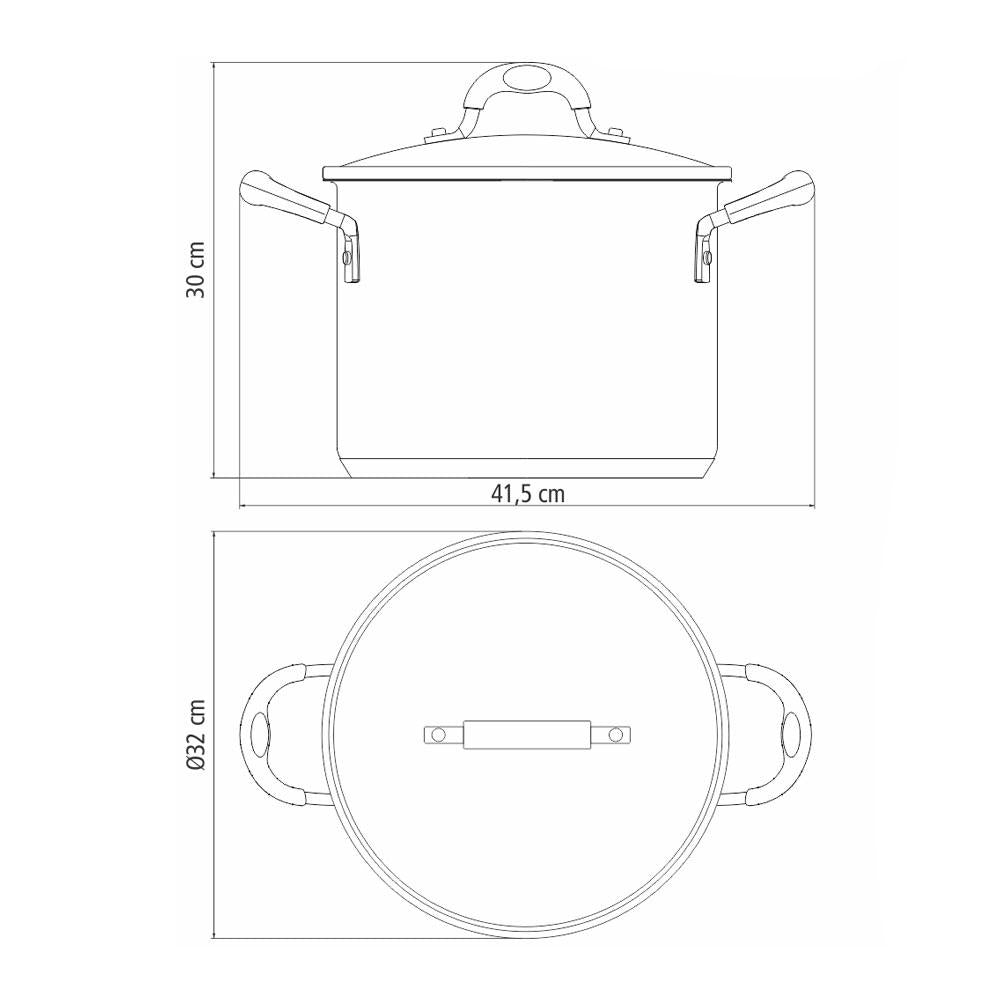 Caldeirão Astro Silicone em Aço Inox Fundo Triplo Tampa de Vidro 30 cm 15,2 l - Tramontina 62125300