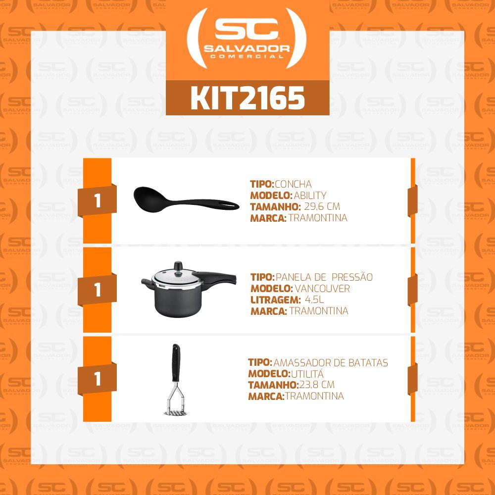 Jogo de Panela Pressão Antiaderente 4,5l Grafite Com Amassador Inox e Concha Tramontina