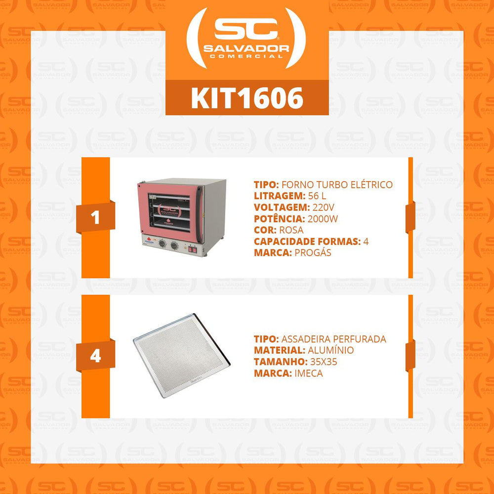 Kit Forno Turbo Elétrico PRP-004 G2 220V Rosa + 4 Assadeiras - Progás