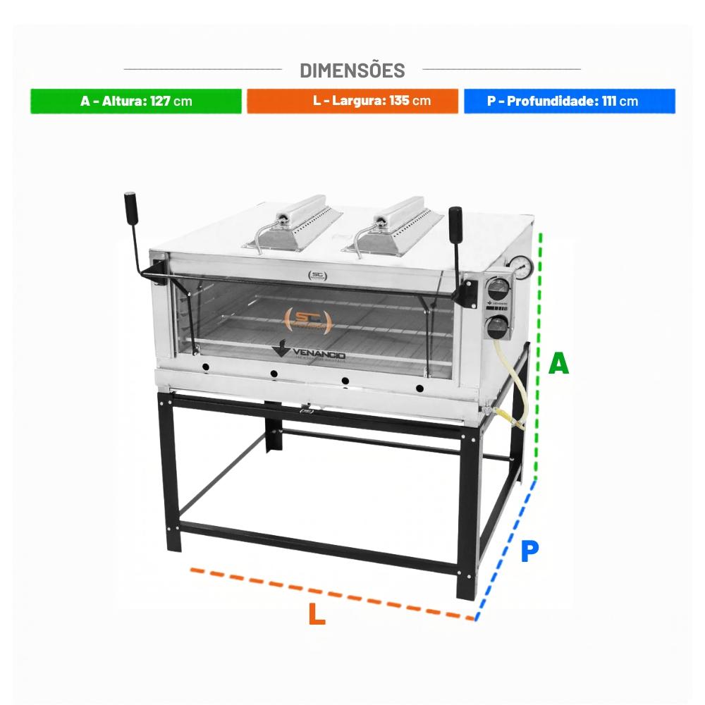 Forno Gás Industrial Infra Roma Inox Firiv110 + 1 Grade Extra + Luva Térmica + pá Pizza - Venâncio