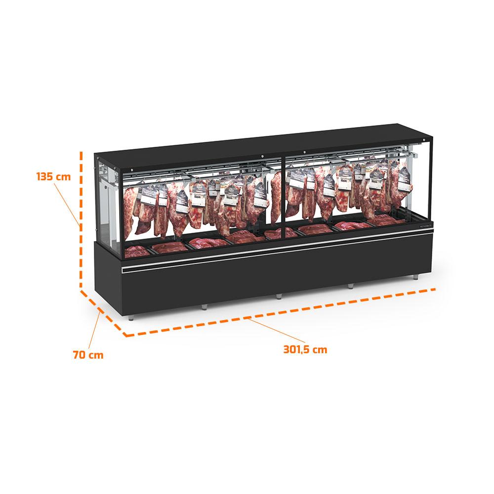 Expositor De Açougue Profissional Vanguard Gancheira Dupla 3m EAVTG3000E 220V – Refrimate
