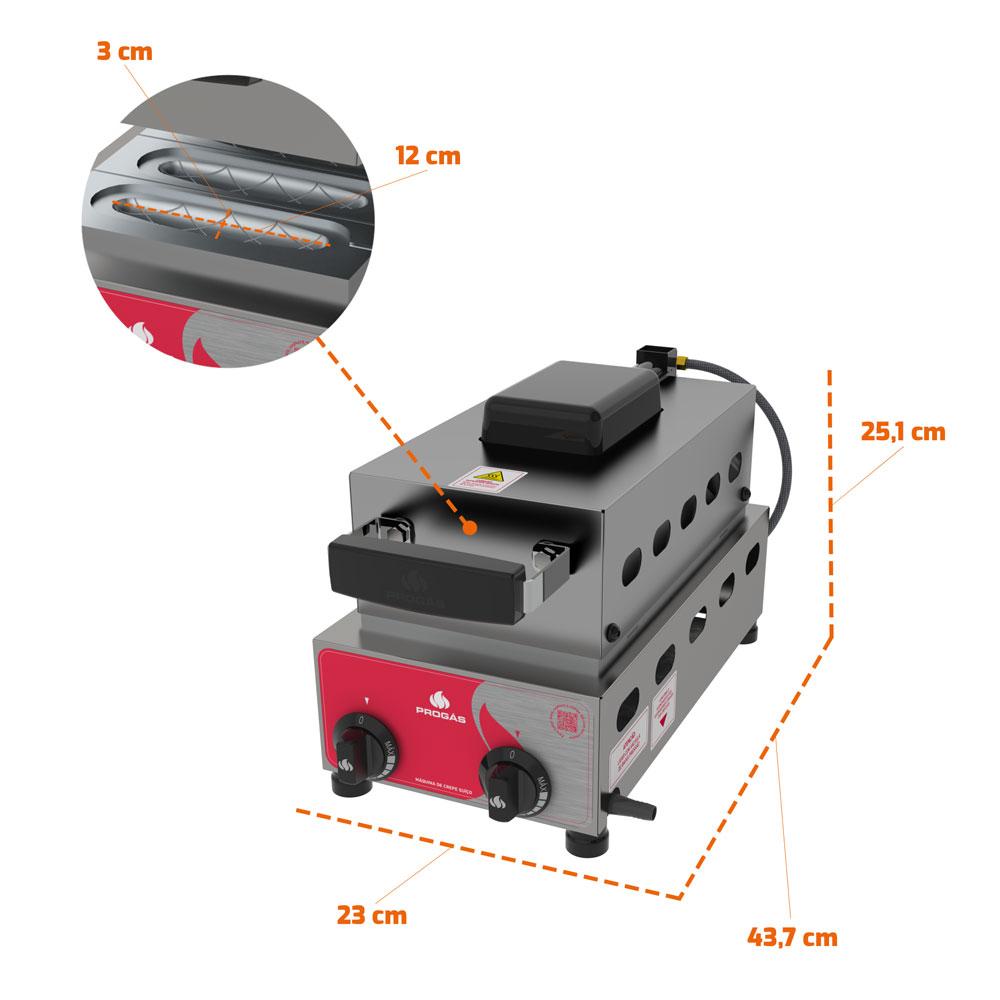 Maquina De Crepe a Gás Prensa Crepes Suíço 6 Cavidades PRK-60G Style - Progás P43428