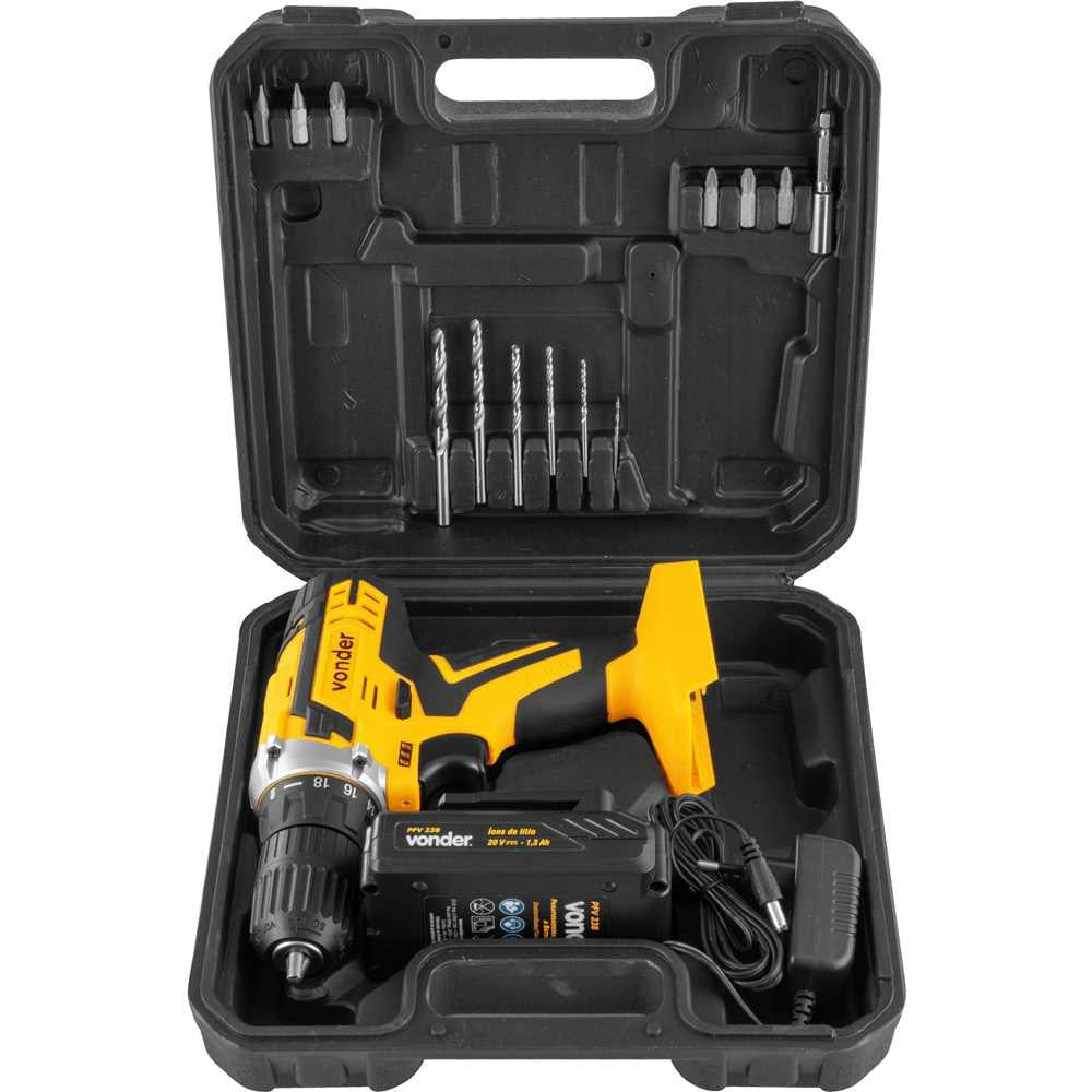 Parafusadeira Furadeira Bateria 20V Bivolt PFV238 Com Maleta e Acessórios - Vonder 6001238000