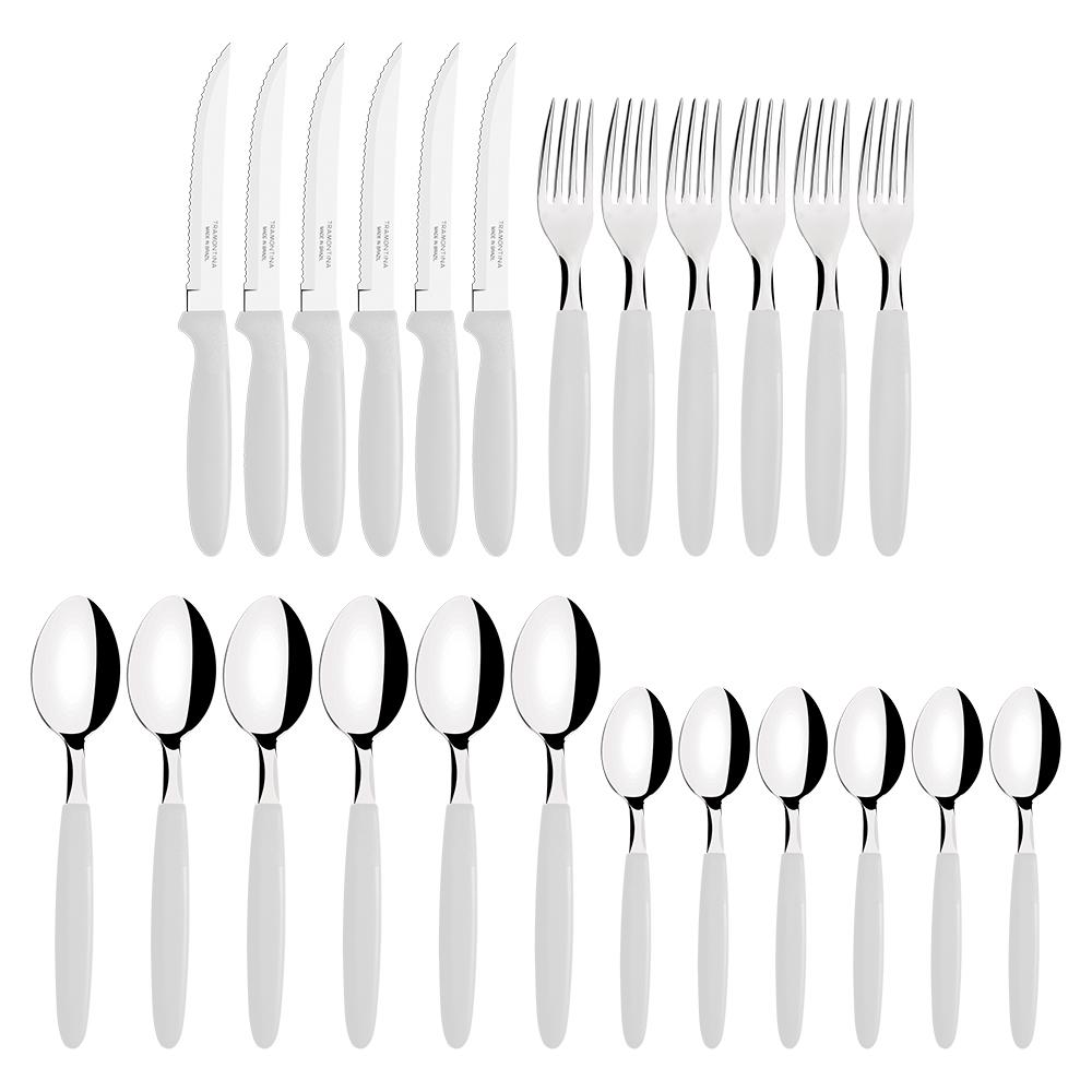 Caçarola Turim Alumínio Chumbo Antiaderente 2,8l + Faqueiro Ipanema Branco 24pc + Wok Loreto 3,3l