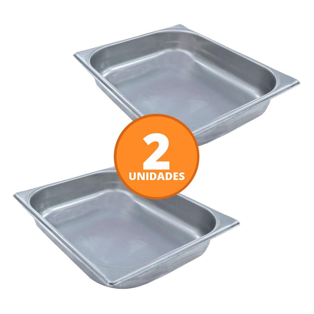 Kit Cuba Gastronômica Inox 2 Peças GN 1/2 Lisa Profissional 325x265x65mm GN 1/2 - Venâncio