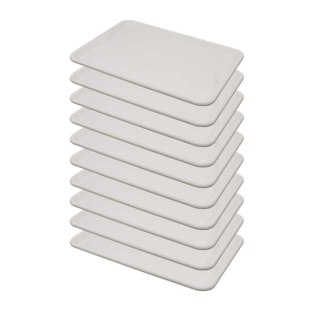 Conjunto 10 Bandejas Plásticas Self-Service Refeição 48 x 32,5 x 2 BR-100 Branca - Della Plast
