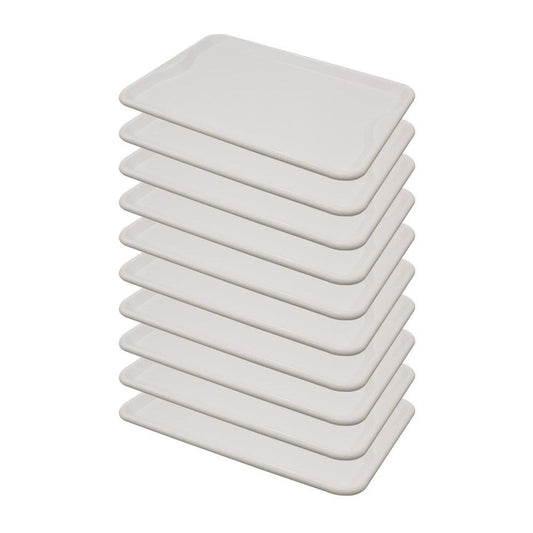 Conjunto 10 Bandejas Plásticas Self-Service Refeição 48 x 32,5 x 2 BR-100 Branca - Della Plast
