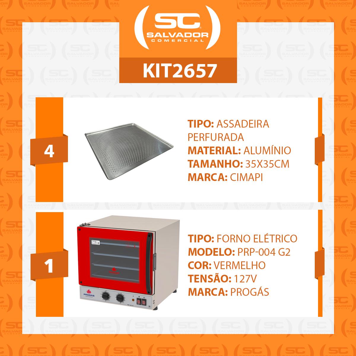 Forno Turbo Prp-004 g2 127v Vermelho Progás + 4 Assadeiras Cimapi