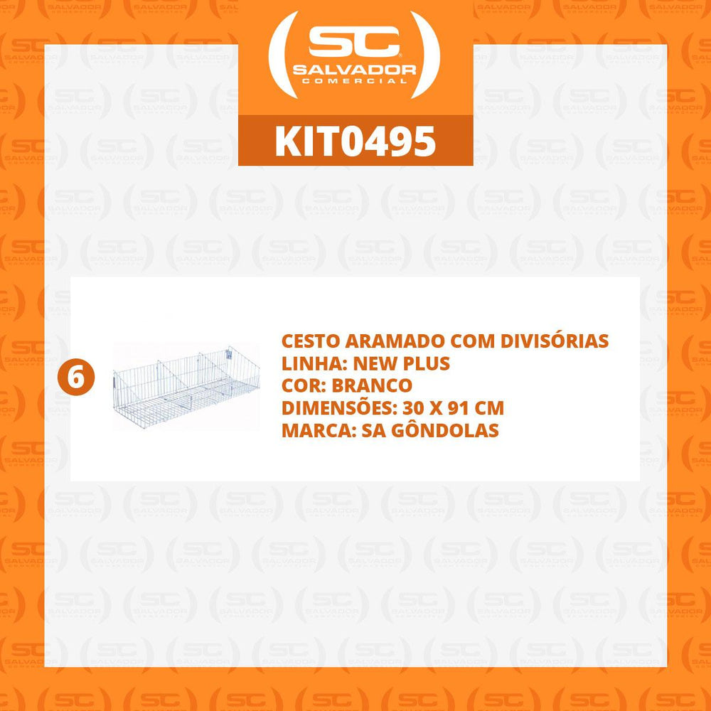 Kit 6 Cestos Com Divisórias Branco New Plus - SA Gôndolas