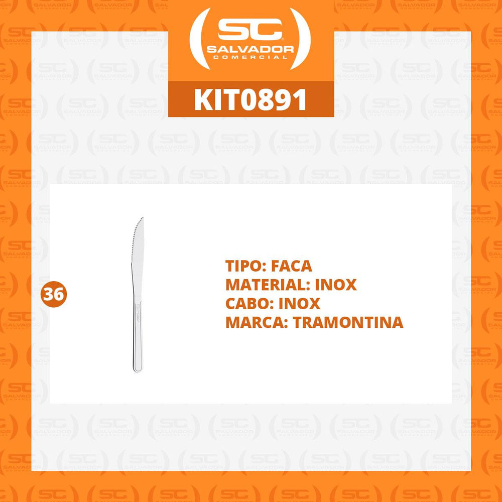 KIT - 36 Facas para Churrasco Buzios em Aço Inox 4 POL FIBAG - Tramontina