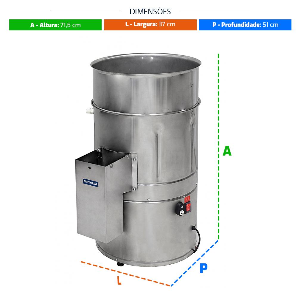 Descascador de Batatas Profissional Capacidade 6kg 1/4 CV 67 Kg/h DB.6 220V - Metvisa