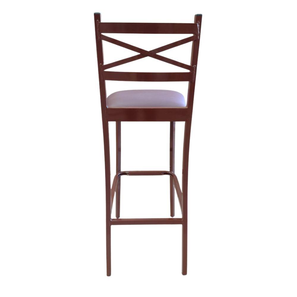 SEMINOVO - Conjunto Duas Banquetas de Metal Piovera Acento Estofado Marrom - Benfati