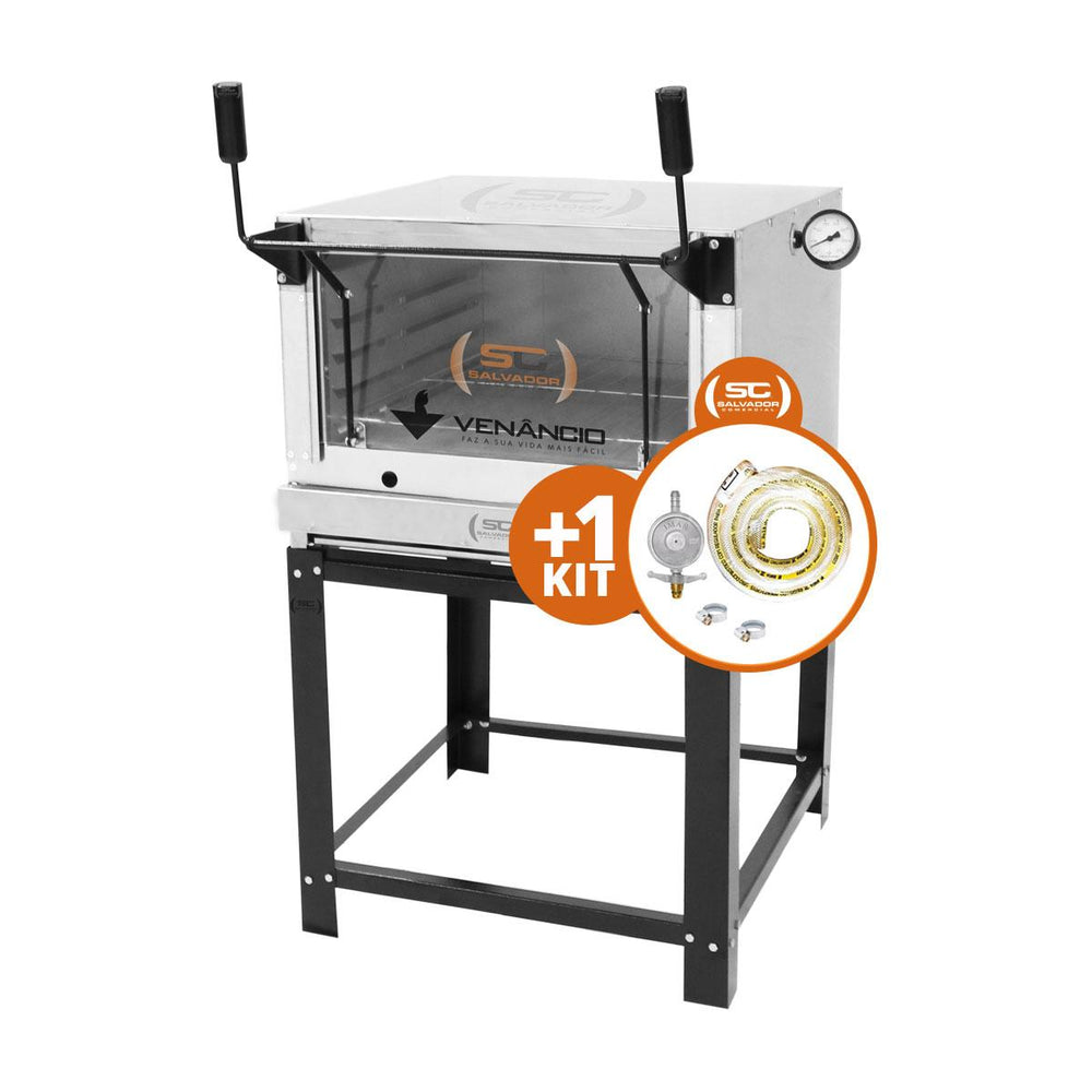 Kit Forno De Lastro a Gás Refratário Roma Inox FIRI80 + Kit Gás - Venâncio