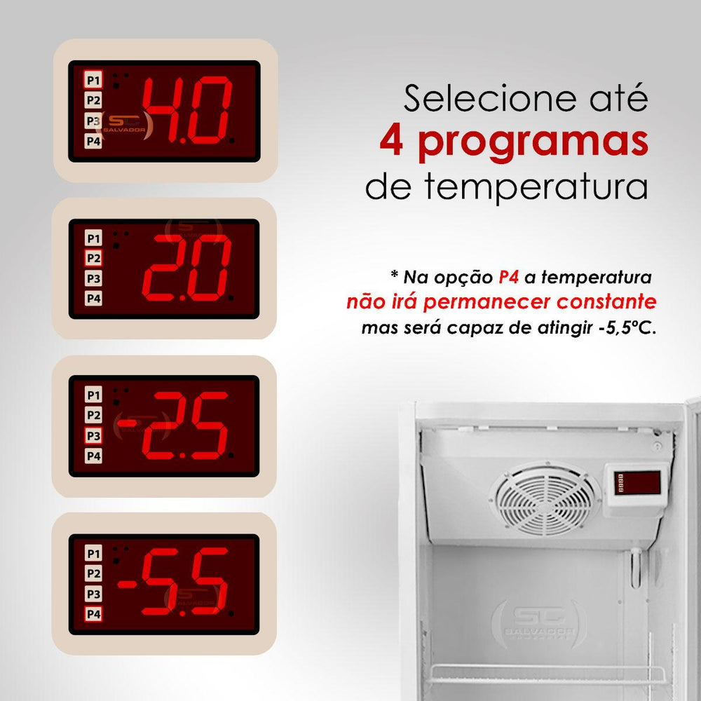 Refrigerador Visa Expositor Branco 400L Porta De Vidro -5,5ºC; -2,5ºC; +2ºC VCC400V - Refrimate