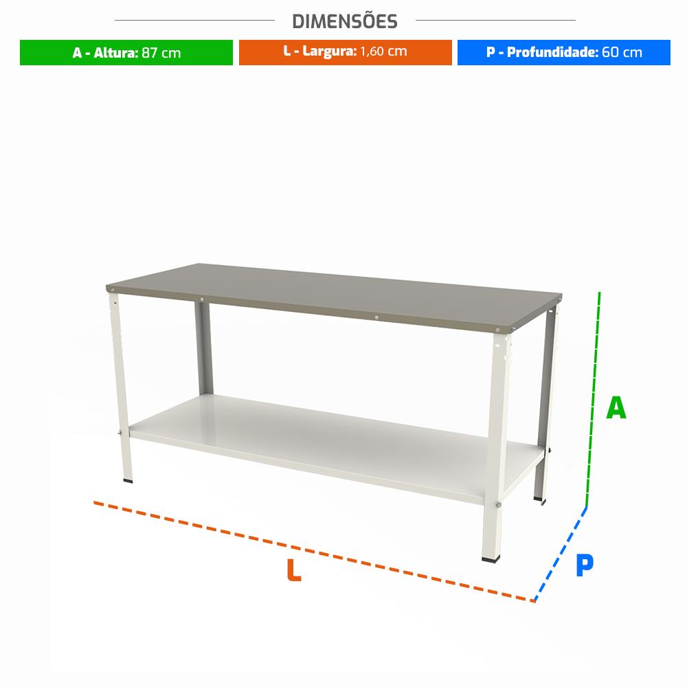 Mesa Bancada Apoio Panificadora Desmontável 160L X 60P X 87A M-160 - Braesi