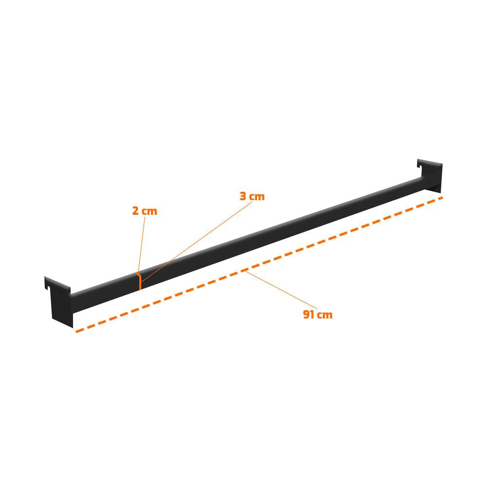 Kit Régua 91cm Para Gôndola + 6 Ganchos 30cm Preto New Plus – SA Gôndolas