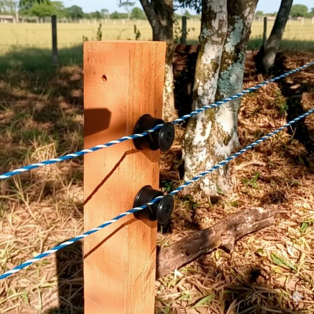 Fio Eletroplástico Rolo 1000m Laranja Leve 2mm Cercas Elétricas EP1000 + 200 Roldanas 36mm - Zebu
