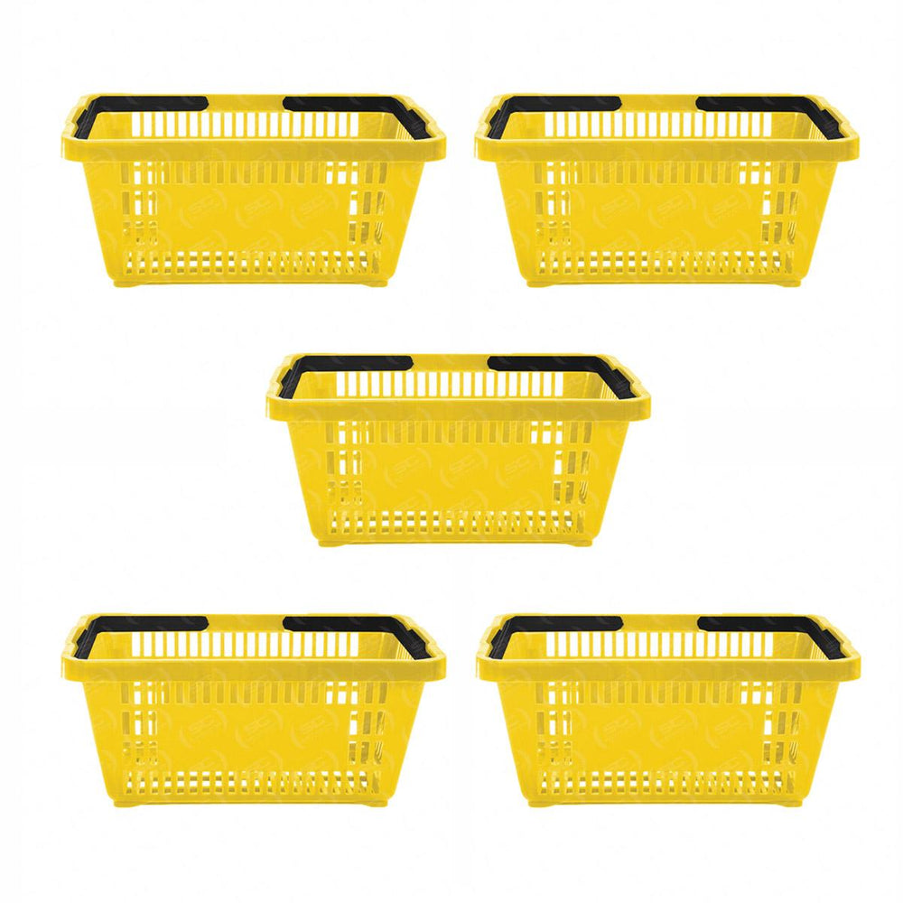 Kit 5 Cestos De Compras Plástica D100 Cód. 3000 Amarelo - Della Plast