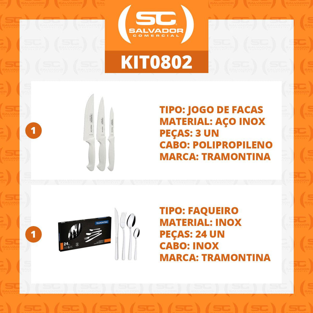 Kit Faqueiro Premium 3 Peças + 1 Faqueiro 24 Peças Buzios Inox - Tramontina