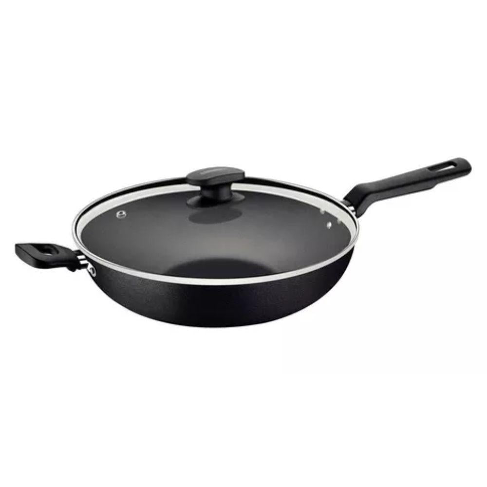 Wok Com Cabo Loreto Alumínio Antiaderente 3,3l Grafite Com Espumadeira Tramontina