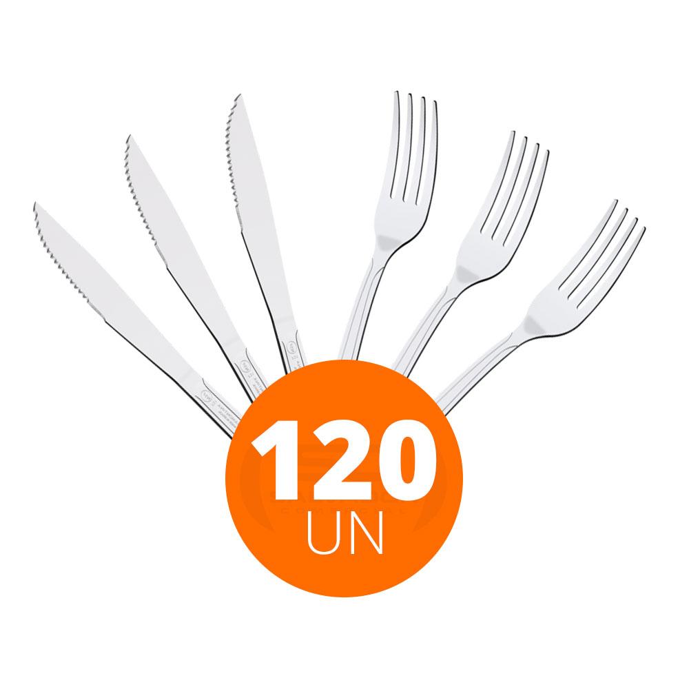 KIT - Jogo de Faca e Garfo Buzios 120 Peças em Aço Inox IBAG - Tramontina