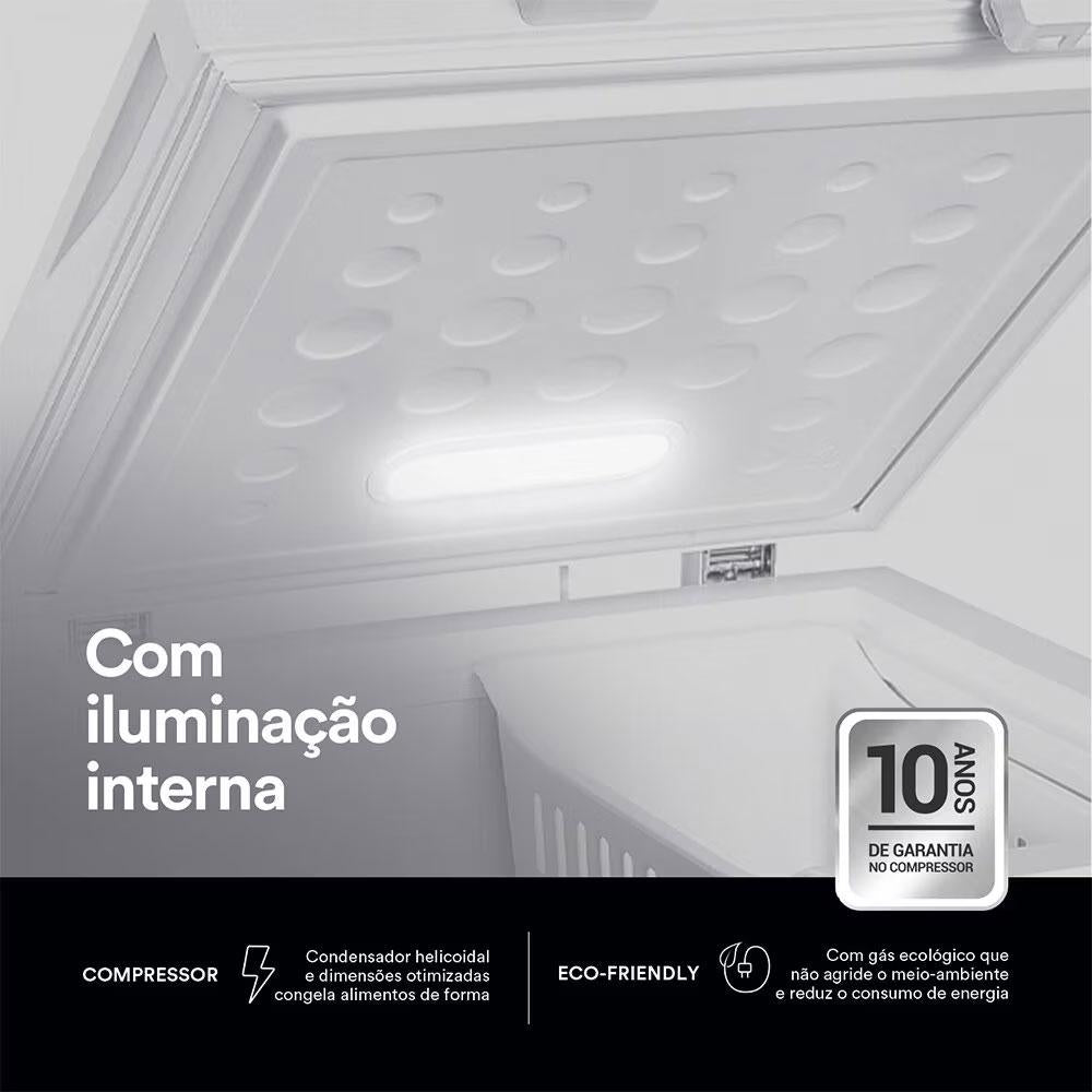 Freezer Horizontal Conservador 205 Litros Dupla Ação +8°C a -18°C Eco Gelo Tampa Sólida EFH300X 220V - EOS