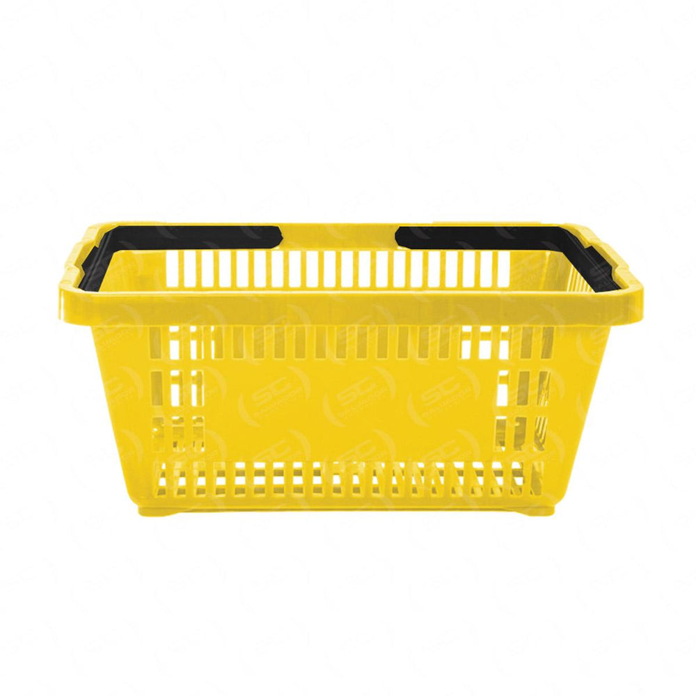 Kit Caixa De Supermercado Empacotador Check-Out 2,00m Recorte + 10 Cestos De Compras Amarelo
