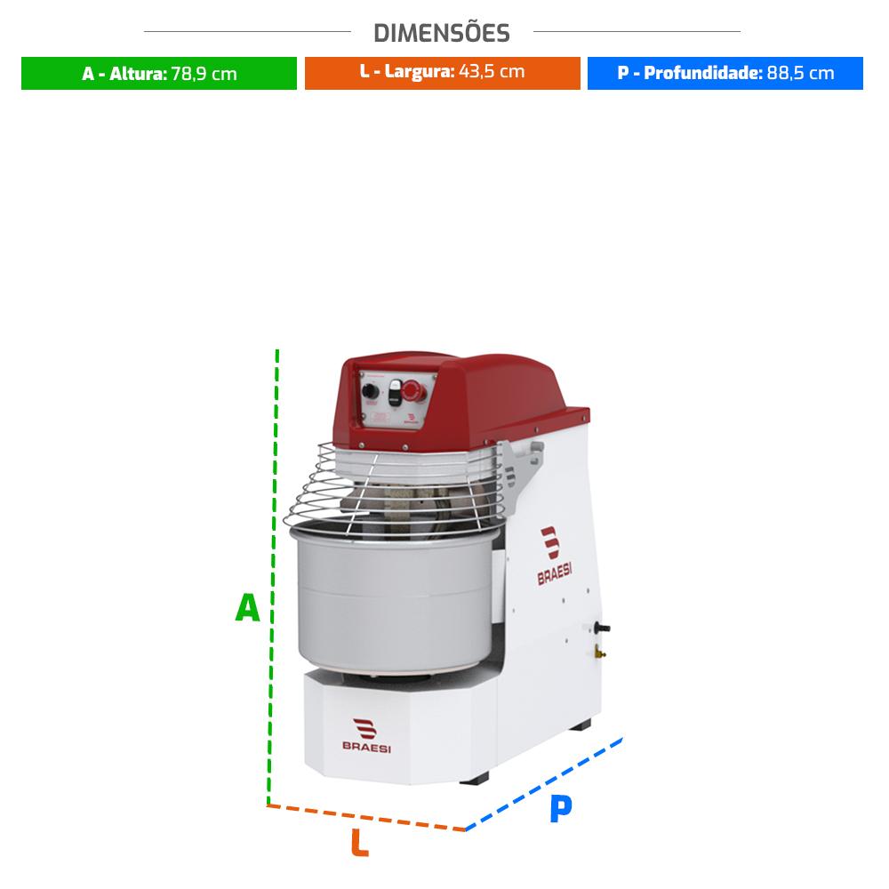 Amassadeira Espiral 15 Kg Masseira Industrial Epóxi 2 Velocidades AES-15/1 G3 220V - Braesi B18454