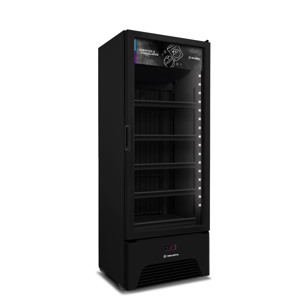 Freezer Vertical Porta de Vidro Sorvetes e Congelados 490/581L VF50AH Optima 220v All Black - Metalfrio