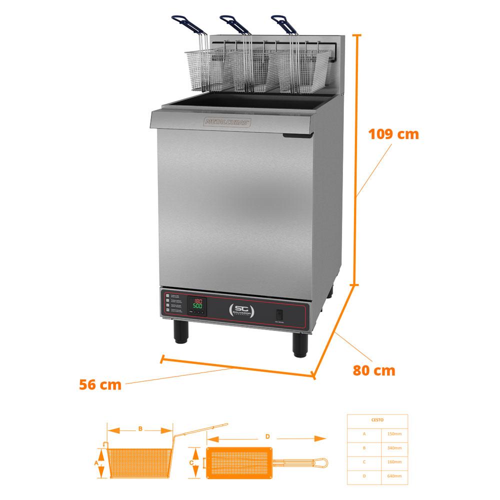 Fritador Elétrico Industrial 45 Lts 3 Cestos Água e Óleo Trifásico Fao 3 C T Prm - Metalcubas 380t
