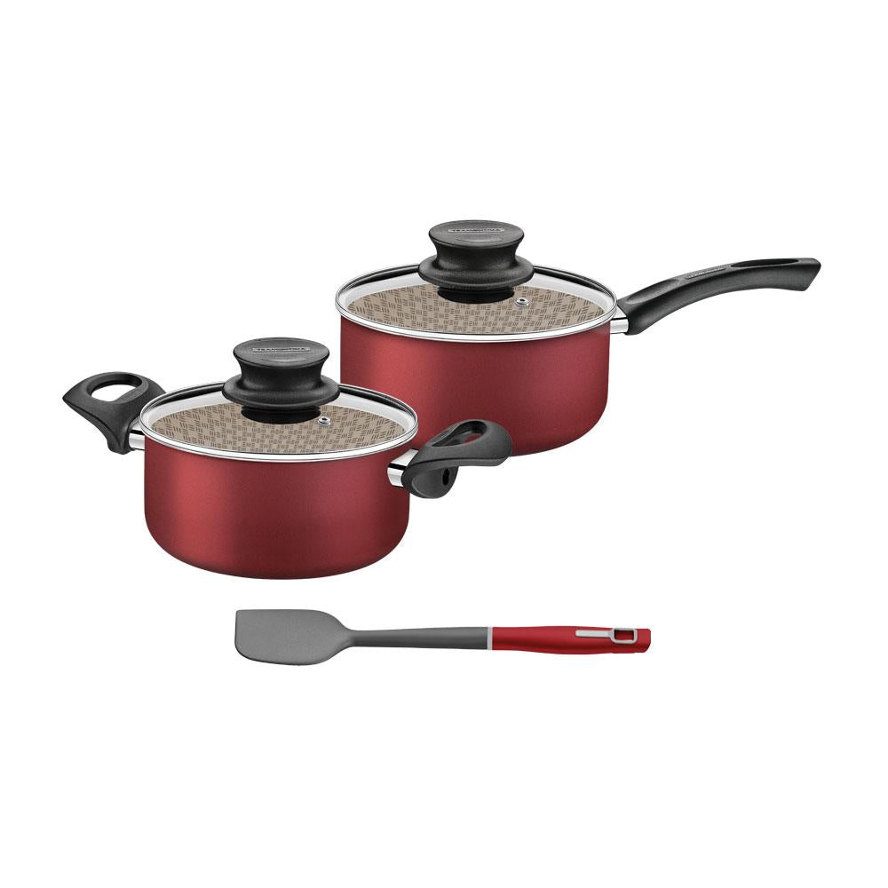 Conjunto Panelas Paris Antiaderente 2 Peças com Espátula de Silicone Vermelha – Tramontina