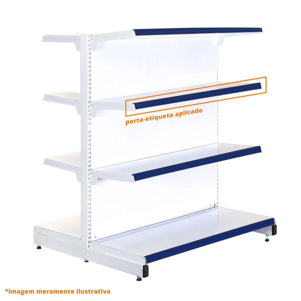 Porta Etiqueta Simples Azul com Acrílico New Plus/Plus - SA Gôndolas