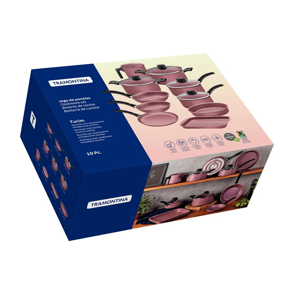 Jogo de Panelas Turim Aluminio Revestimento Antiaderente 10 Peças Rosa - Tramontina 20297464