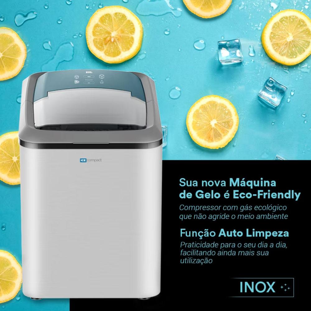 Máquina De Gelo Prata 15Kg Ice Compact EMG02S 127V - EOS B203036