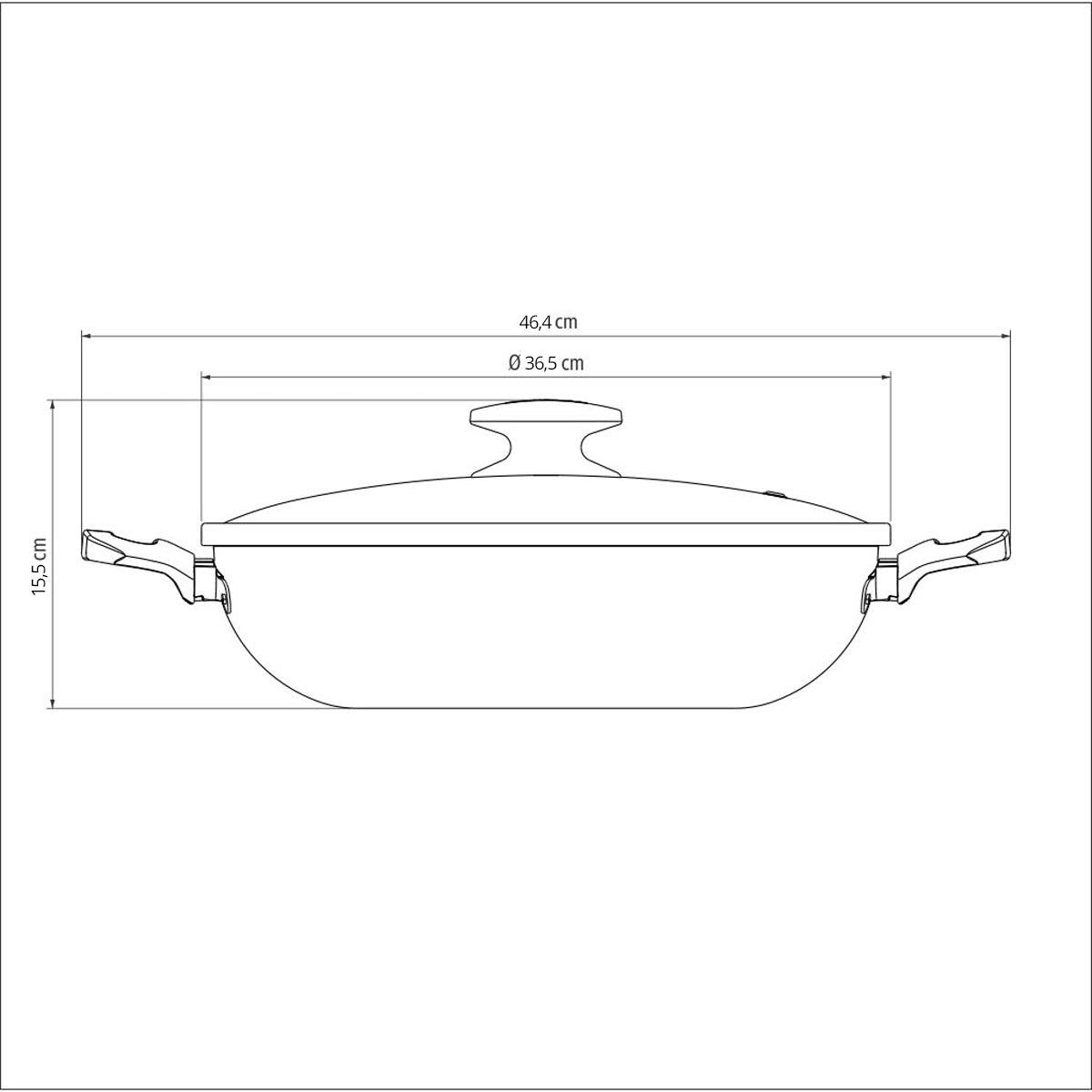 Panela Wok Alumínio 36cm Paris Antiaderente Tampa Vidro Vermelho - Tramontina