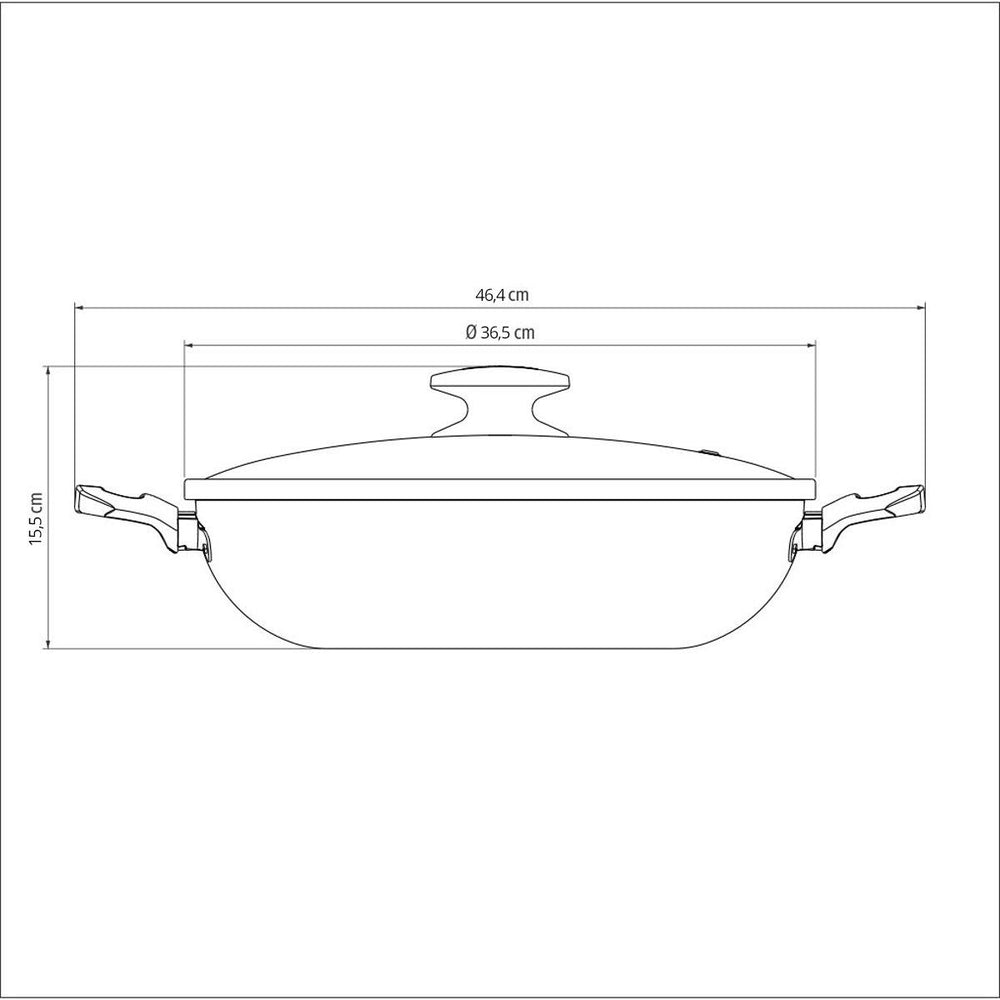 Panela Wok Alumínio 36cm Paris Antiaderente Tampa Vidro Vermelho - Tramontina