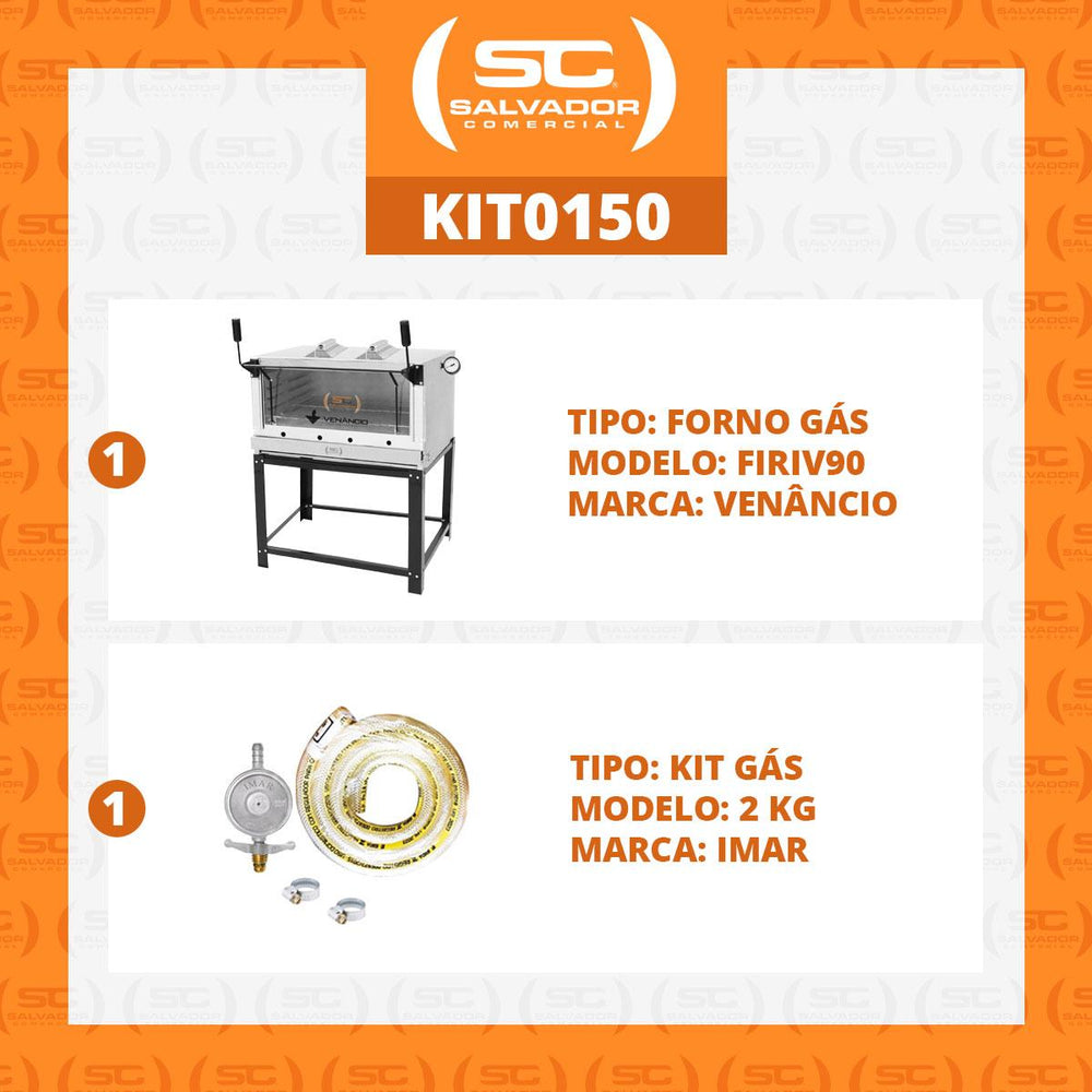Kit Forno De Lastro a Gás Refratário Roma Inox Infravermelho FIRIV90 + Kit Gás 2kg - Venâncio