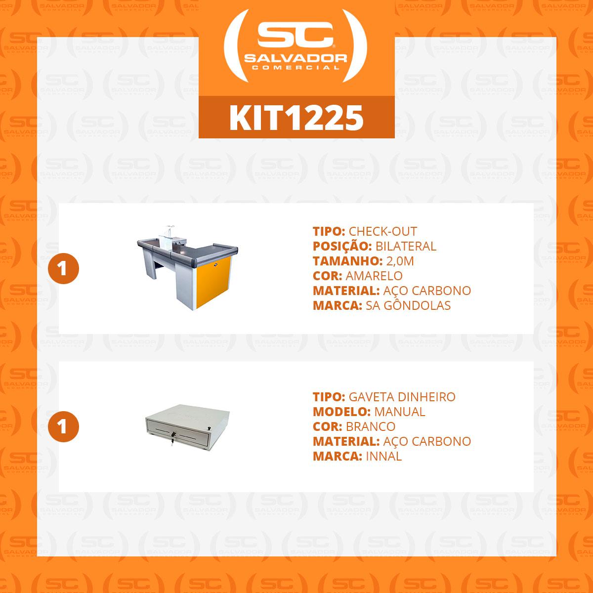 Kit - Caixa Supermercado Empacotador Check-out 2m Recorte + Caixa Dinheiro Manual Amarelo