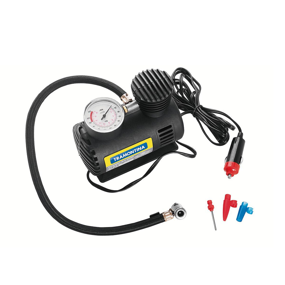 Compressor de Ar Portátil Para Carros Com Manômetro 300Psi 50W 12V - Tramontina 42330001