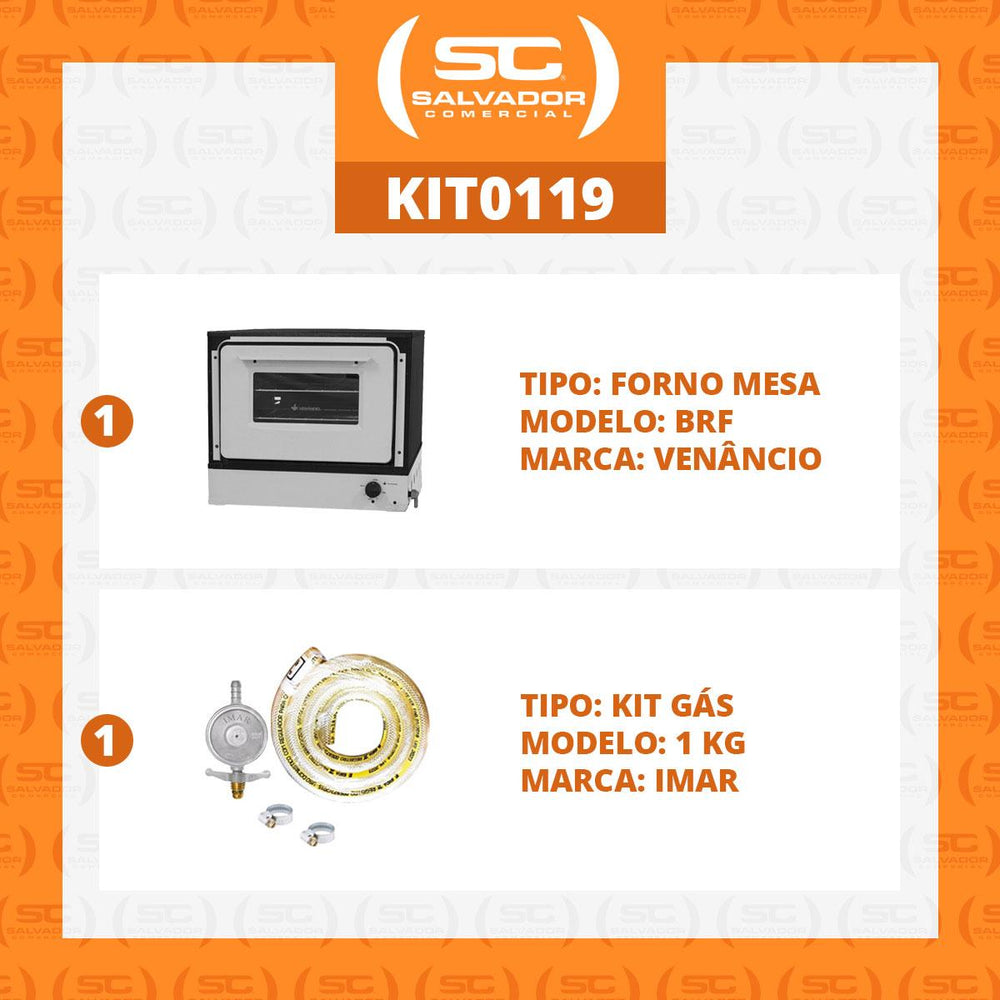 Kit Forno Profissional a Gás Bravo Bancada BRF + Kit Gás - Venâncio